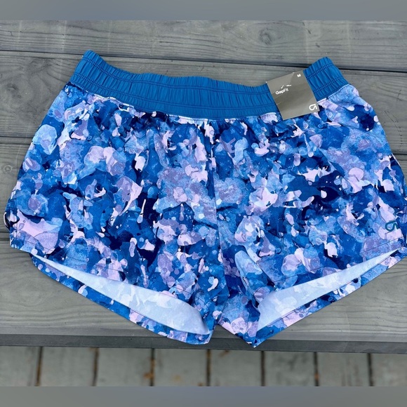 NWT - Gap Fit Running Shorts - Blue Watercolor Print - size medium - Picture 1 of 10